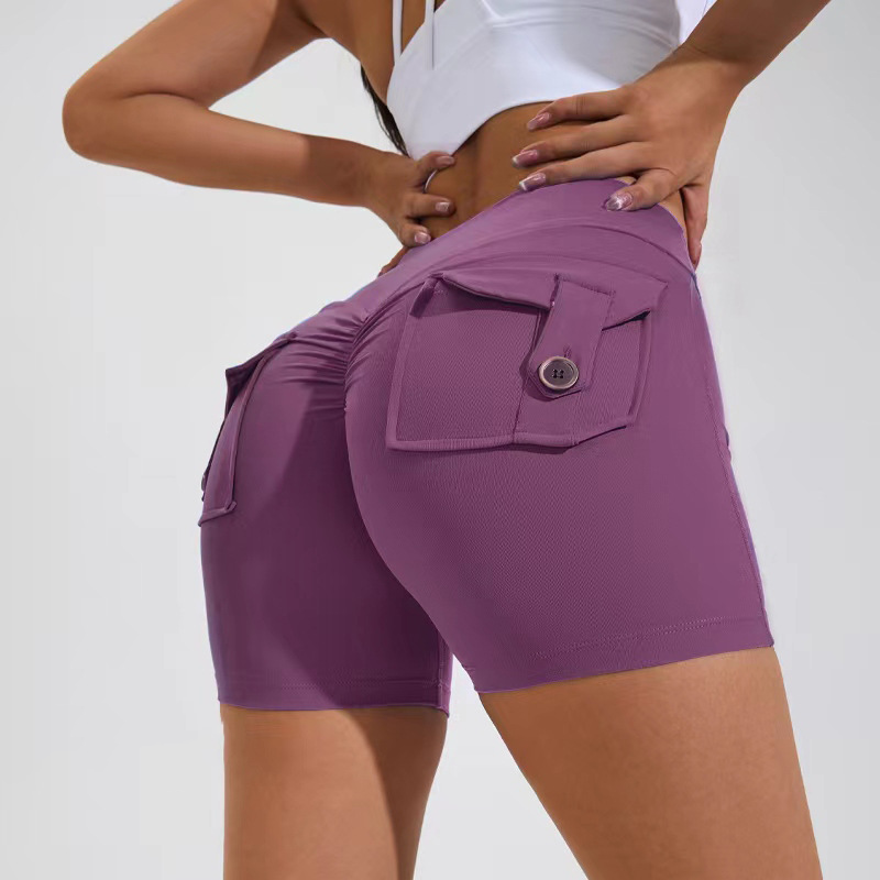High Waisted Hip Lifting Shorts With Pockets