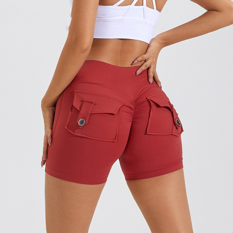 High Waisted Hip Lifting Shorts With Pockets