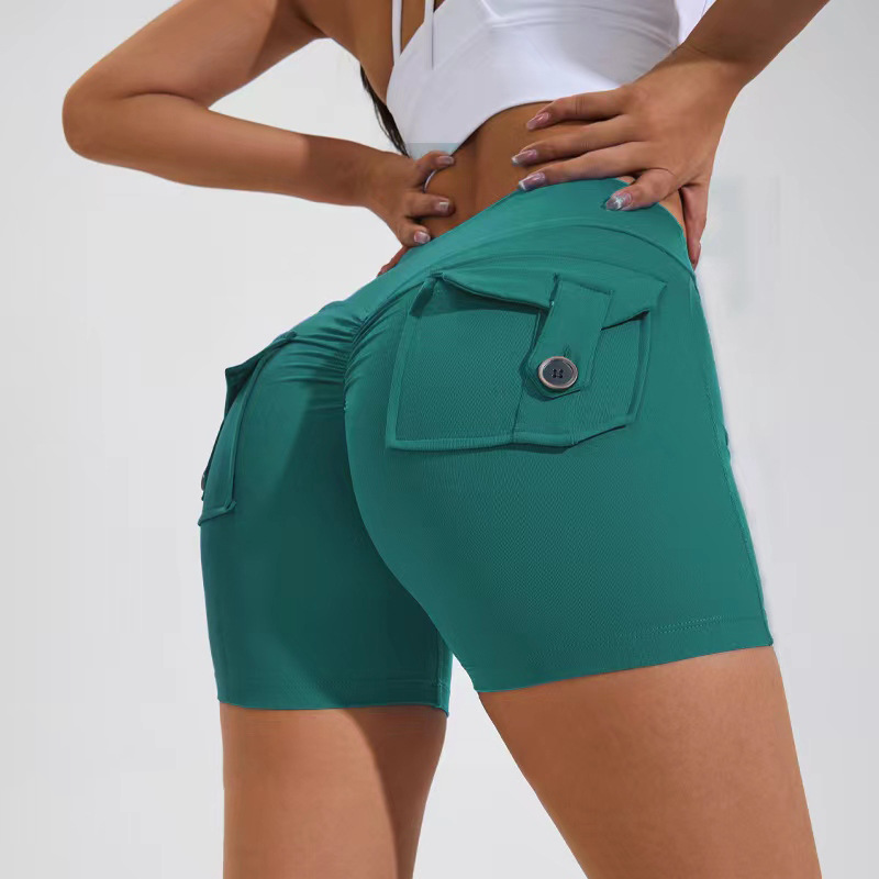 High Waisted Hip Lifting Shorts With Pockets