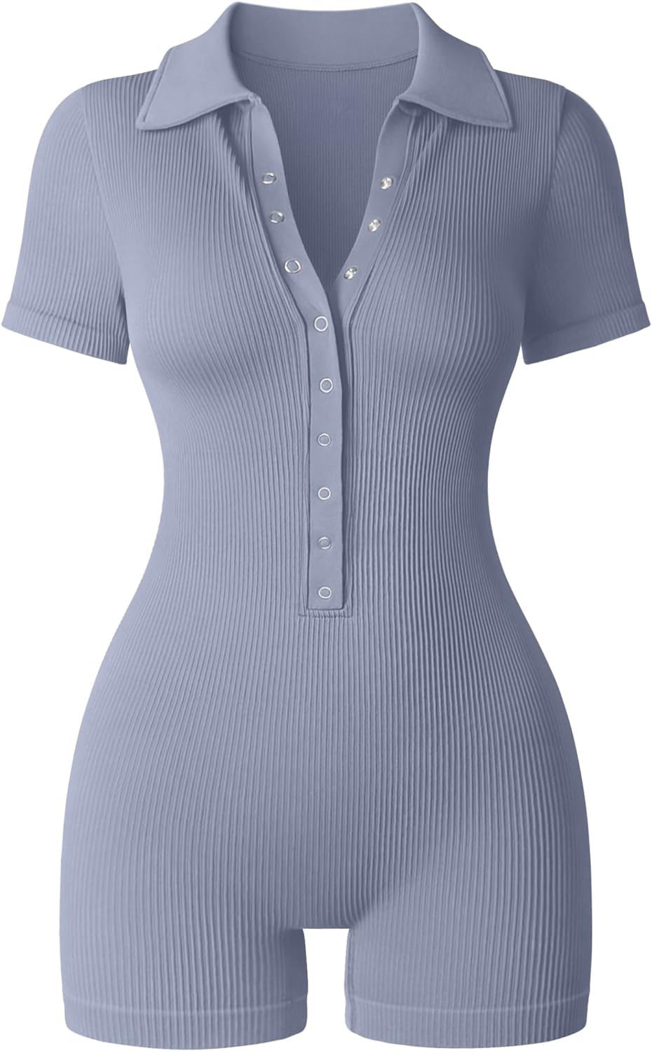 Ribbed V-neck Elastic Waist-tightening Jumpsuit