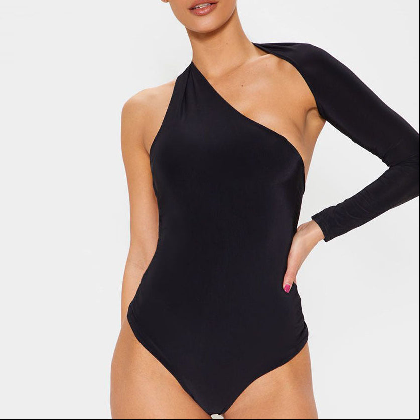 One Shoulder Bodysuit Street Milk Silk