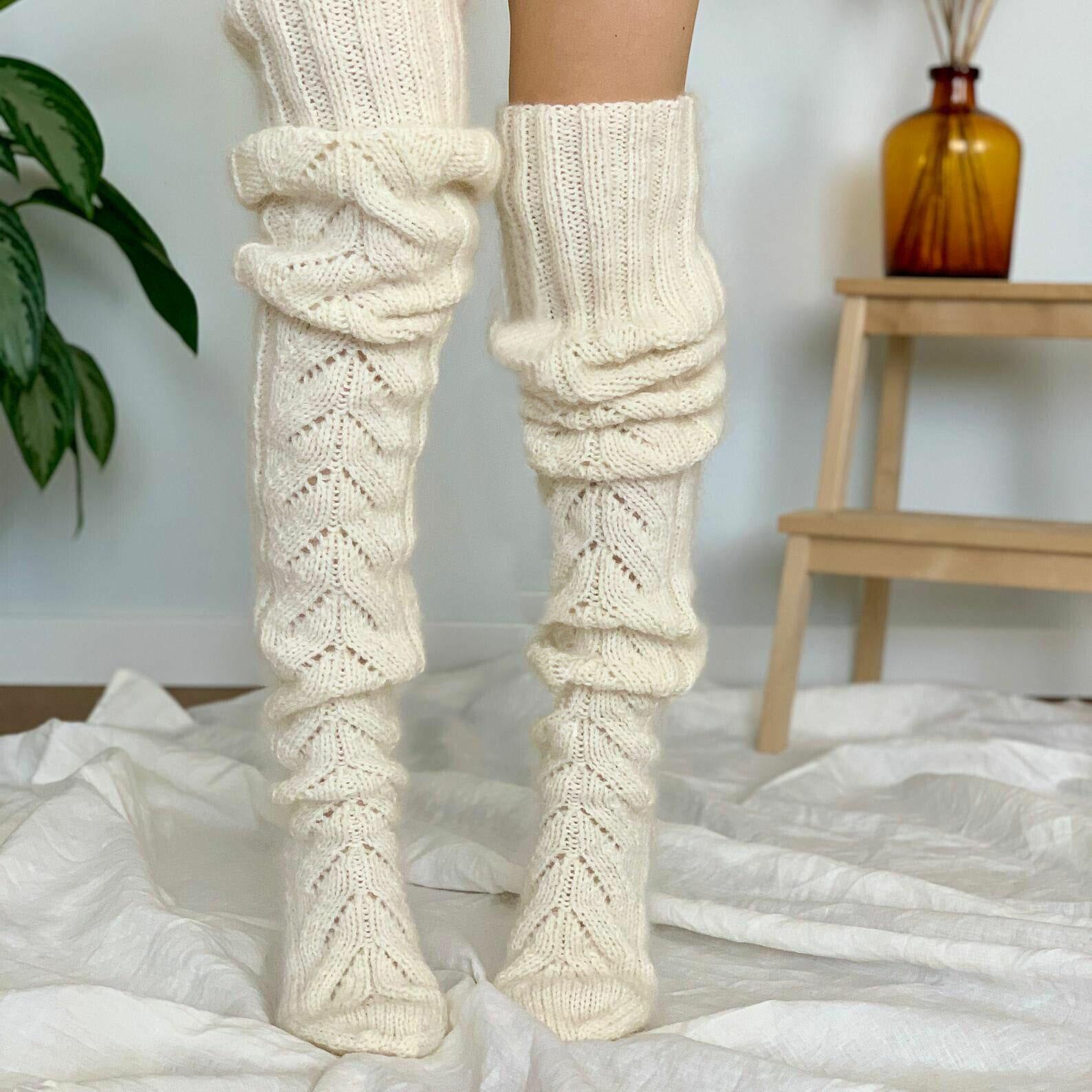 Hollow Mesh Long Double-needle Knitted Socks