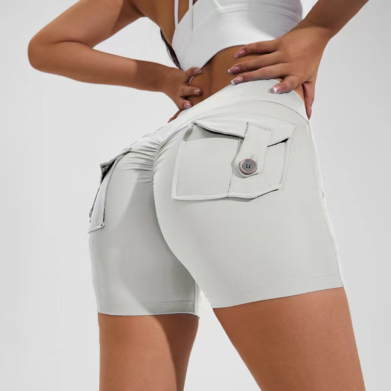 High Waisted Hip Lifting Shorts With Pockets