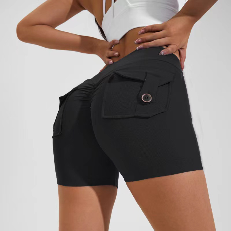 High Waisted Hip Lifting Shorts With Pockets