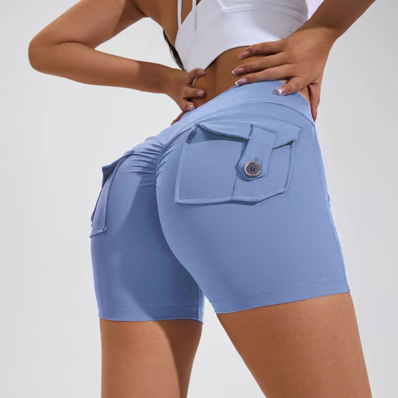 High Waisted Hip Lifting Shorts With Pockets