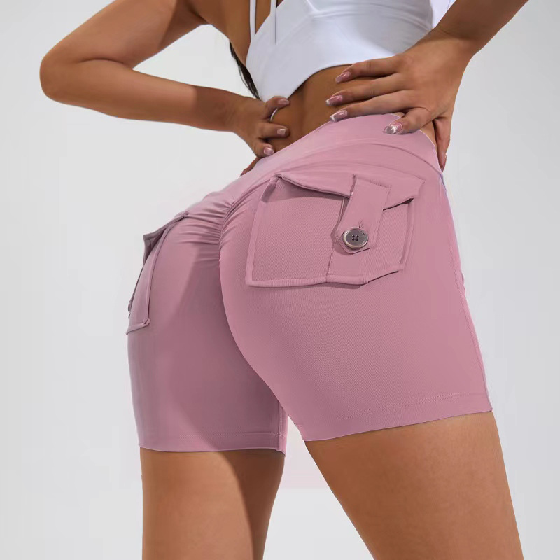 High Waisted Hip Lifting Shorts With Pockets